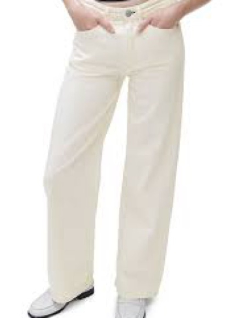 rag & bone Logan Mid-rise wide leg Featherweight in Ecru jeans Sz 27 - Picture 2 of 11